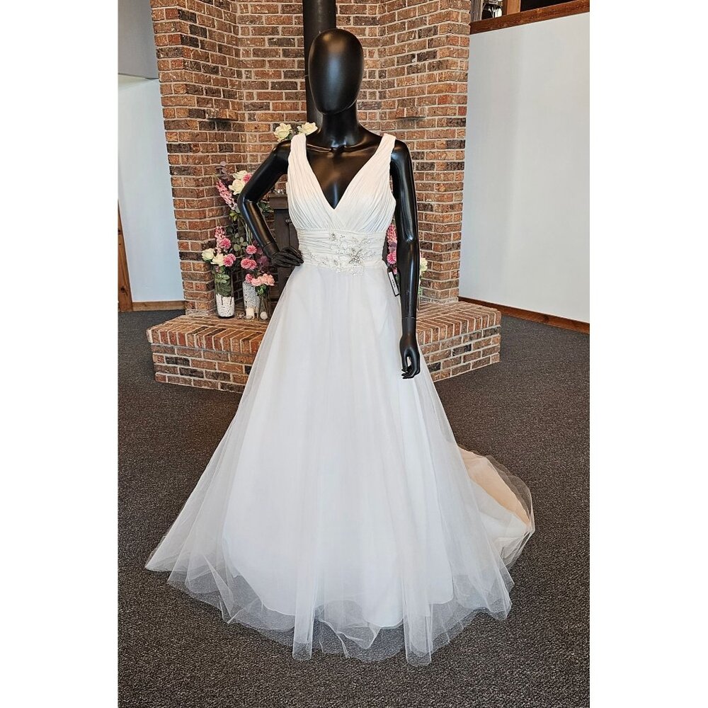 Alfred Sung V-Neck Taffeta/Tulle Wedding Gown